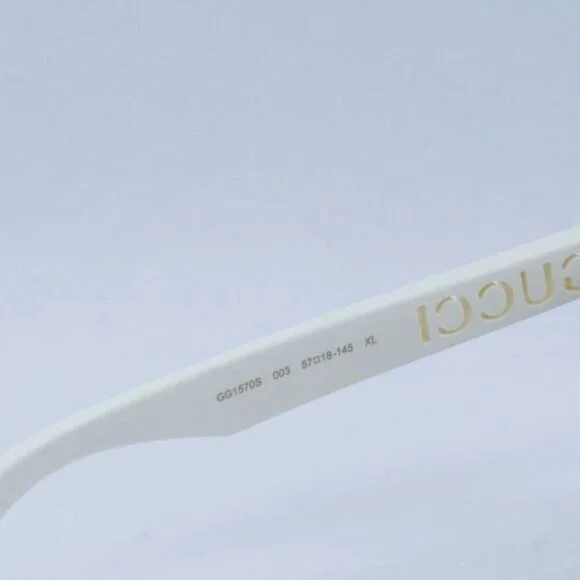 🕶️ New Gucci GG1570S 003 Sunglasses - Matte White Frame, Brown Lenses